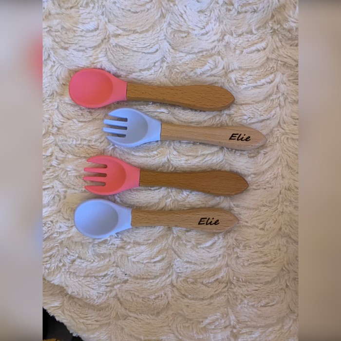 Couvert pour bebe en bois personnalisés